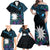 Blue Nauru Family Matching Off Shoulder Maxi Dress and Hawaiian Shirt Naoero Map With Polynesian Tropical Flowers