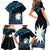 Blue Nauru Family Matching Short Sleeve Bodycon Dress and Hawaiian Shirt Naoero Map With Polynesian Tropical Flowers