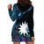 Blue Nauru Hoodie Dress Naoero Map With Polynesian Tropical Flowers