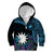 Blue Nauru Kid Hoodie Naoero Map With Polynesian Tropical Flowers