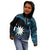 Blue Nauru Kid Hoodie Naoero Map With Polynesian Tropical Flowers