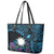 Blue Nauru Leather Tote Bag Naoero Map With Polynesian Tropical Flowers