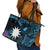 Blue Nauru Leather Tote Bag Naoero Map With Polynesian Tropical Flowers