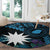 Blue Nauru Round Carpet Naoero Map With Polynesian Tropical Flowers