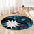 Blue Nauru Round Carpet Naoero Map With Polynesian Tropical Flowers