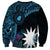 Blue Nauru Sweatshirt Naoero Map With Polynesian Tropical Flowers