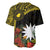 Gold Nauru Baseball Jersey Naoero Map With Polynesian Tropical Flowers