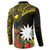 Gold Nauru Button Sweatshirt Naoero Map With Polynesian Tropical Flowers