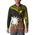 Gold Nauru Button Sweatshirt Naoero Map With Polynesian Tropical Flowers