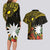 Gold Nauru Couples Matching Long Sleeve Bodycon Dress and Hawaiian Shirt Naoero Map With Polynesian Tropical Flowers