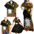 Gold Nauru Family Matching Off Shoulder Maxi Dress and Hawaiian Shirt Naoero Map With Polynesian Tropical Flowers