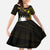 Gold Nauru Family Matching Short Sleeve Bodycon Dress and Hawaiian Shirt Naoero Map With Polynesian Tropical Flowers