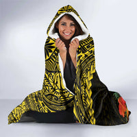 Gold Nauru Hooded Blanket Naoero Map With Polynesian Tropical Flowers