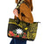 Gold Nauru Leather Tote Bag Naoero Map With Polynesian Tropical Flowers