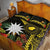 Gold Nauru Quilt Bed Set Naoero Map With Polynesian Tropical Flowers