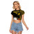 Gold Nauru Raglan Cropped T Shirt Naoero Map With Polynesian Tropical Flowers