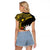 Gold Nauru Raglan Cropped T Shirt Naoero Map With Polynesian Tropical Flowers