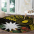 Gold Nauru Round Carpet Naoero Map With Polynesian Tropical Flowers