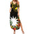 Gold Nauru Summer Maxi Dress Naoero Map With Polynesian Tropical Flowers