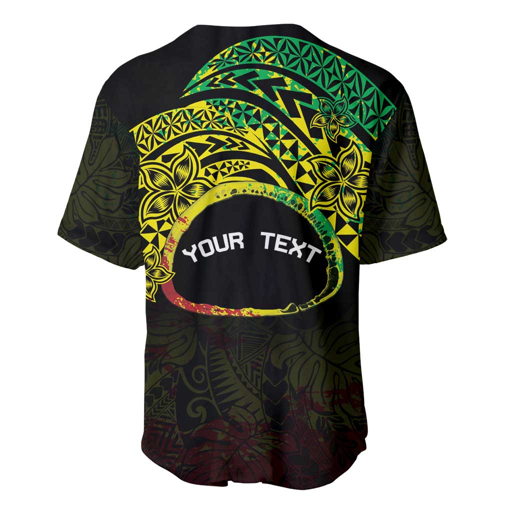 Personalised Nukuoro Atoll Baseball Jersey Polynesian Tattoo Curves Reggae Version