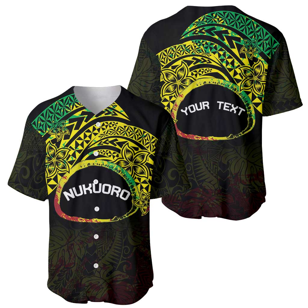 Personalised Nukuoro Atoll Baseball Jersey Polynesian Tattoo Curves Reggae Version
