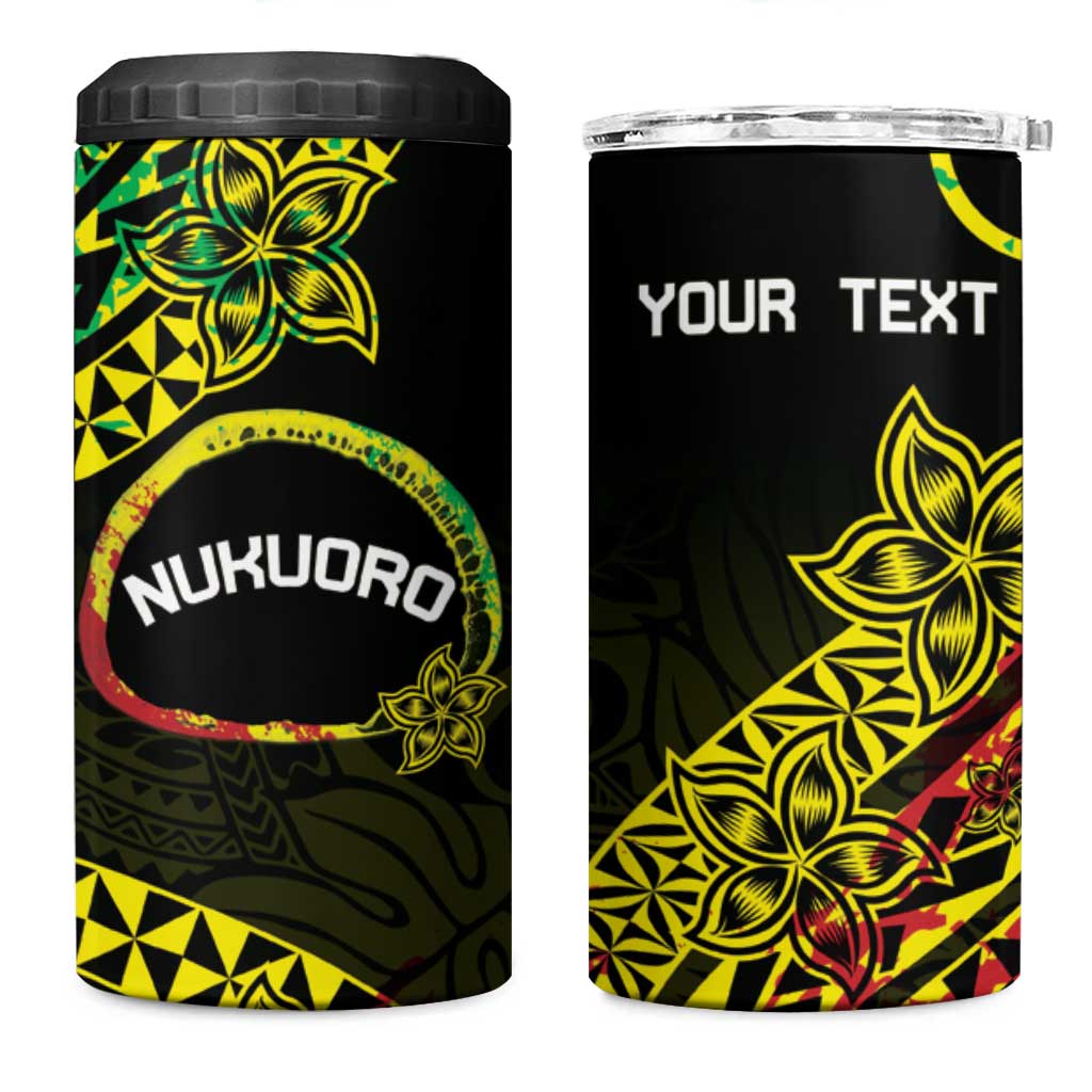Personalised Nukuoro Atoll 4 in 1 Can Cooler Tumbler Polynesian Tattoo Curves Reggae Version