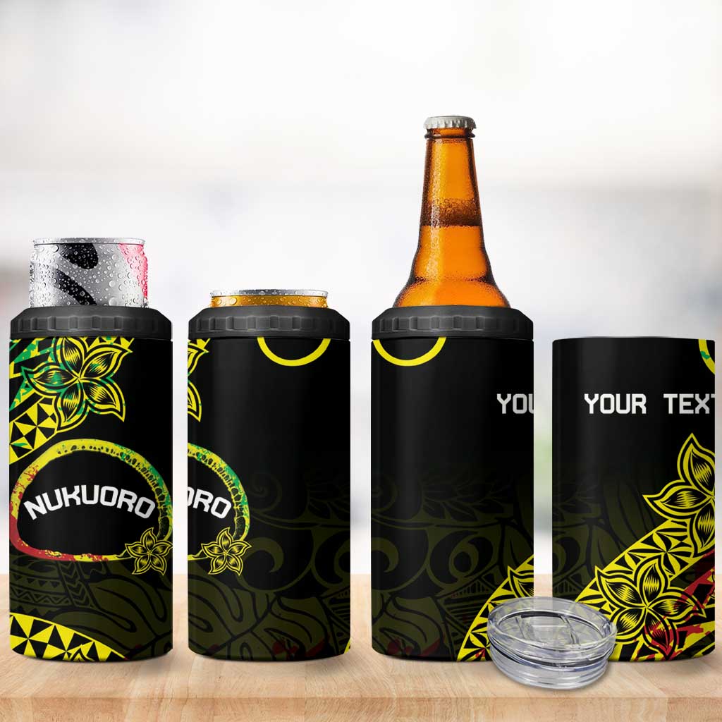 Personalised Nukuoro Atoll 4 in 1 Can Cooler Tumbler Polynesian Tattoo Curves Reggae Version