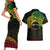 Personalised Nukuoro Atoll Couples Matching Short Sleeve Bodycon Dress and Hawaiian Shirt Polynesian Tattoo Curves Reggae Version