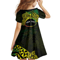 Personalised Nukuoro Atoll Family Matching Long Sleeve Bodycon Dress and Hawaiian Shirt Polynesian Tattoo Curves Reggae Version LT14 - Polynesian Pride