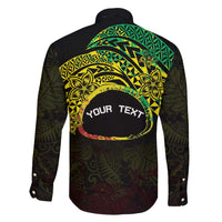 Personalised Nukuoro Atoll Family Matching Long Sleeve Bodycon Dress and Hawaiian Shirt Polynesian Tattoo Curves Reggae Version LT14 - Polynesian Pride