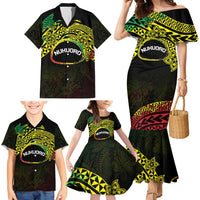 Personalised Nukuoro Atoll Family Matching Mermaid Dress and Hawaiian Shirt Polynesian Tattoo Curves Reggae Version LT14 - Polynesian Pride