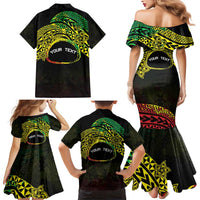 Personalised Nukuoro Atoll Family Matching Mermaid Dress and Hawaiian Shirt Polynesian Tattoo Curves Reggae Version LT14 - Polynesian Pride