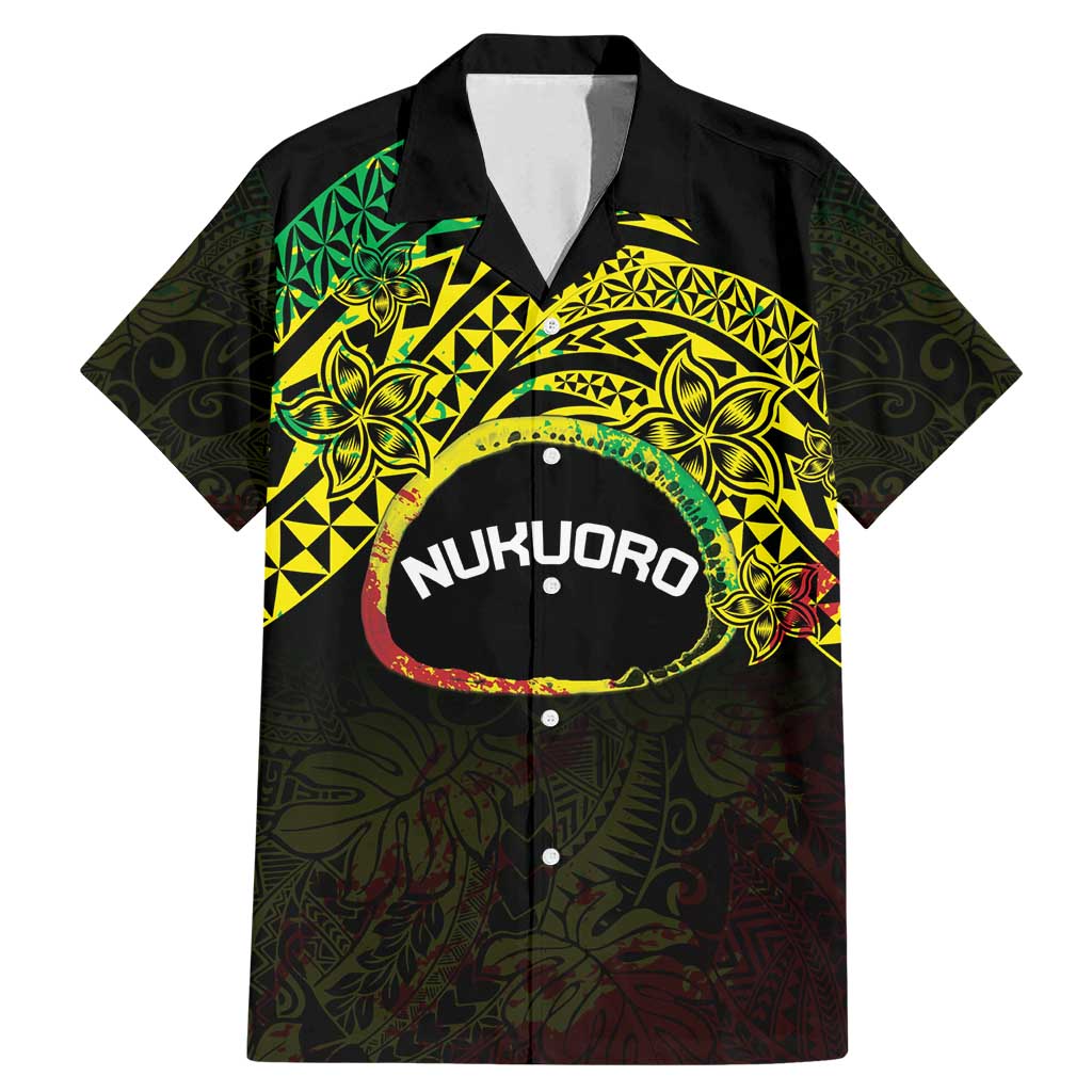 Personalised Nukuoro Atoll Family Matching Mermaid Dress and Hawaiian Shirt Polynesian Tattoo Curves Reggae Version LT14 Dad's Shirt - Short Sleeve Reggae - Polynesian Pride