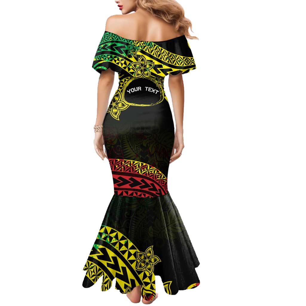 Personalised Nukuoro Atoll Family Matching Mermaid Dress and Hawaiian Shirt Polynesian Tattoo Curves Reggae Version LT14 - Polynesian Pride