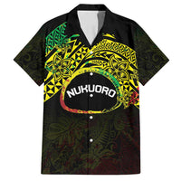 Personalised Nukuoro Atoll Family Matching Off Shoulder Maxi Dress and Hawaiian Shirt Polynesian Tattoo Curves Reggae Version LT14 Dad's Shirt - Short Sleeve Reggae - Polynesian Pride