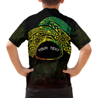 Personalised Nukuoro Atoll Family Matching Short Sleeve Bodycon Dress and Hawaiian Shirt Polynesian Tattoo Curves Reggae Version LT14 - Polynesian Pride