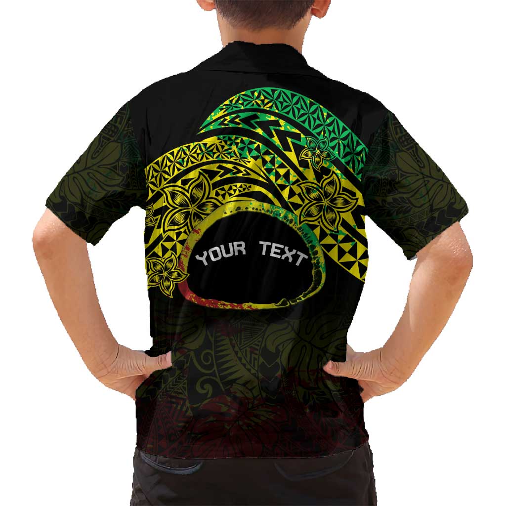 Personalised Nukuoro Atoll Family Matching Tank Maxi Dress and Hawaiian Shirt Polynesian Tattoo Curves Reggae Version