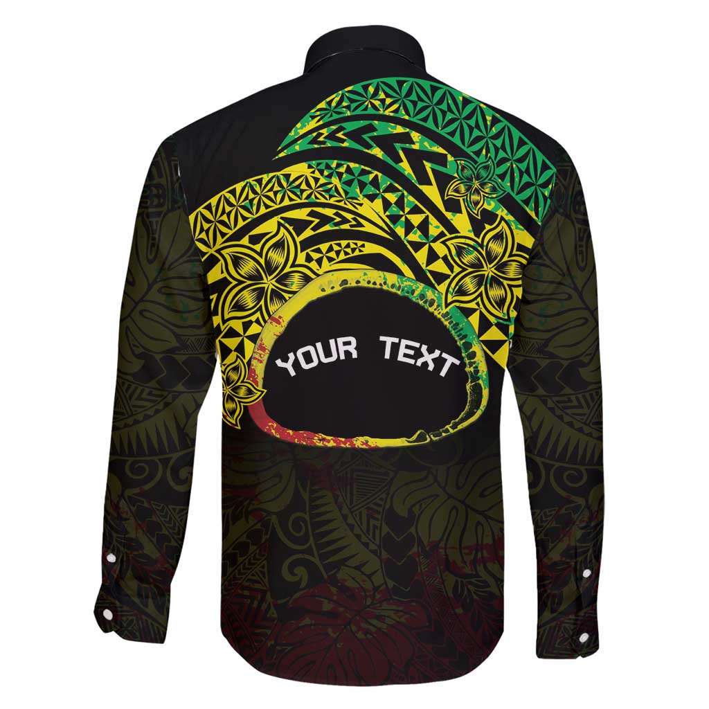 Personalised Nukuoro Atoll Family Matching Tank Maxi Dress and Hawaiian Shirt Polynesian Tattoo Curves Reggae Version