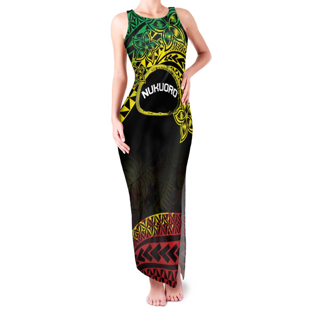 Personalised Nukuoro Atoll Family Matching Tank Maxi Dress and Hawaiian Shirt Polynesian Tattoo Curves Reggae Version