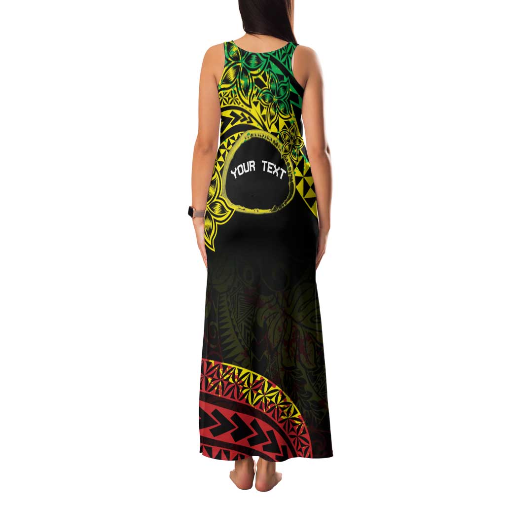 Personalised Nukuoro Atoll Family Matching Tank Maxi Dress and Hawaiian Shirt Polynesian Tattoo Curves Reggae Version