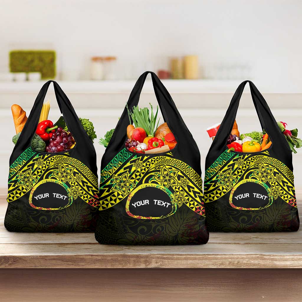 Personalised Nukuoro Atoll Grocery Bag Polynesian Tattoo Curves Reggae Version