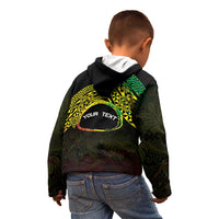 Personalised Nukuoro Atoll Kid Hoodie Polynesian Tattoo Curves Reggae Version