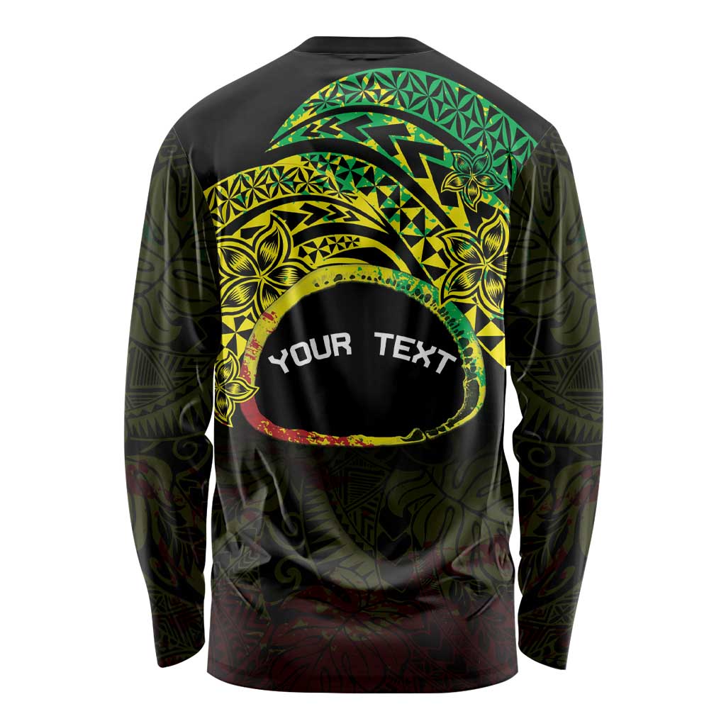 Personalised Nukuoro Atoll Long Sleeve Shirt Polynesian Tattoo Curves Reggae Version