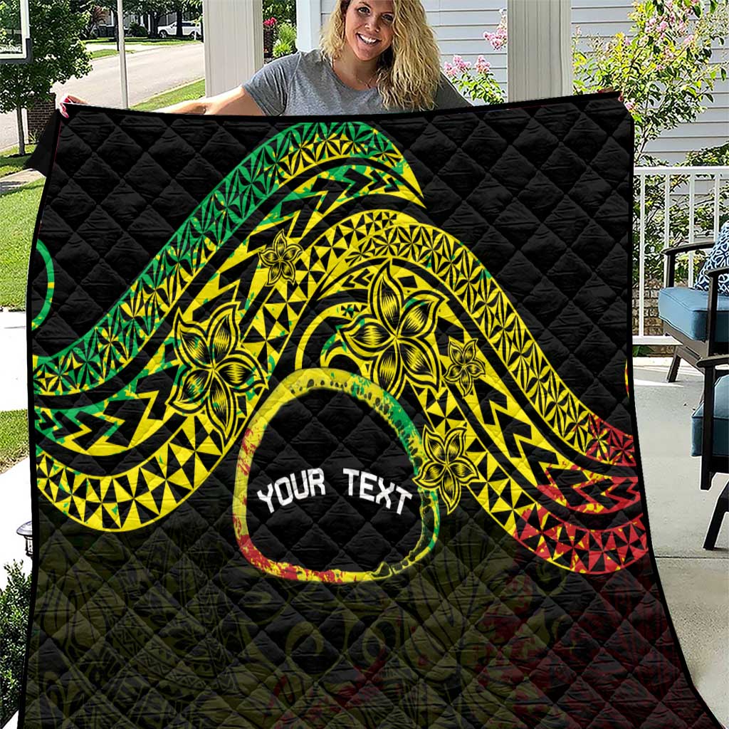 Personalised Nukuoro Atoll Quilt Polynesian Tattoo Curves Reggae Version