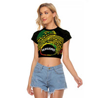 Personalised Nukuoro Atoll Raglan Cropped T Shirt Polynesian Tattoo Curves Reggae Version