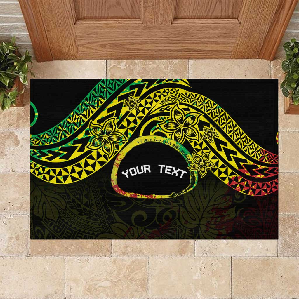 Personalised Nukuoro Atoll Rubber Doormat Polynesian Tattoo Curves Reggae Version