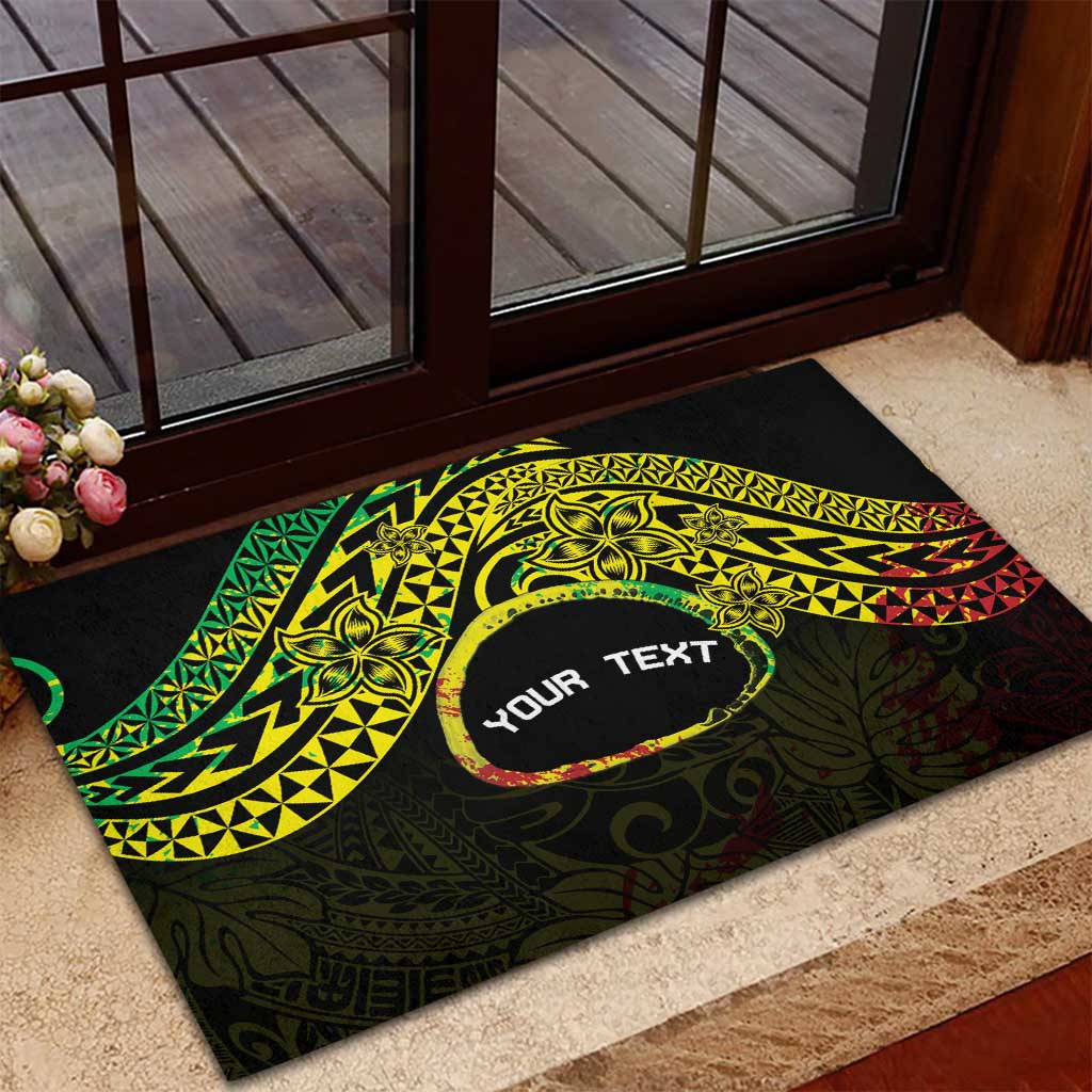 Personalised Nukuoro Atoll Rubber Doormat Polynesian Tattoo Curves Reggae Version