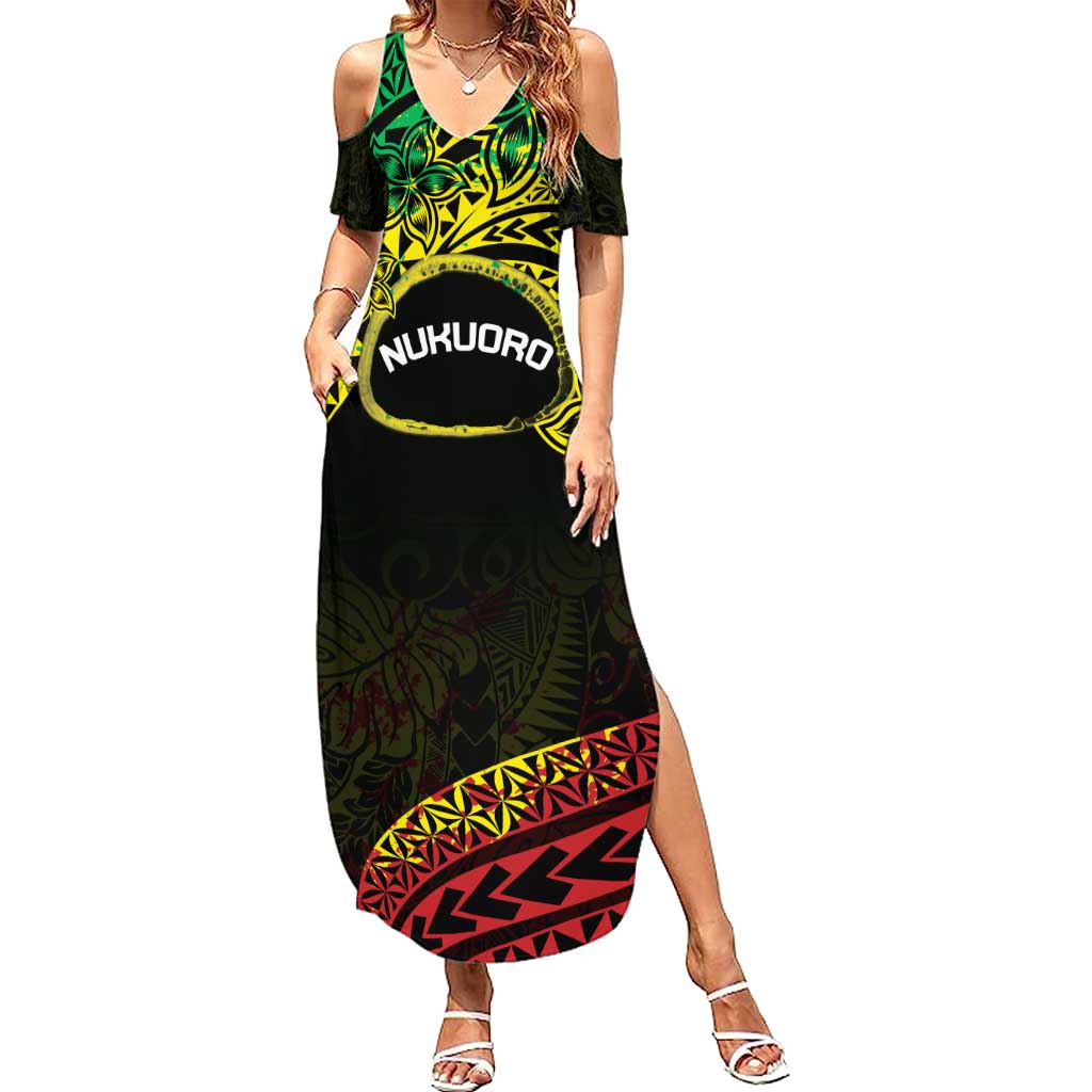 Personalised Nukuoro Atoll Summer Maxi Dress Polynesian Tattoo Curves Reggae Version