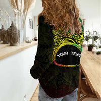 Personalised Nukuoro Atoll Women Casual Shirt Polynesian Tattoo Curves Reggae Version