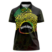Personalised Nukuoro Atoll Women Polo Shirt Polynesian Tattoo Curves Reggae Version
